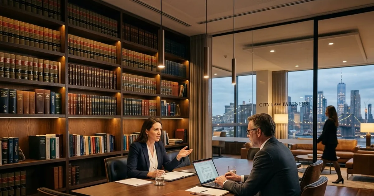 Two legal professionals reviewing an intake workflow in a modern Canadian law office